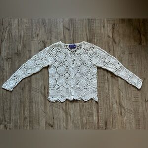 Vintage White Crochet Cardigan medallion boho bohemian summer romantic